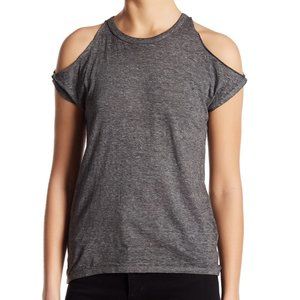 pam & gela heather gray cold shoulder tee